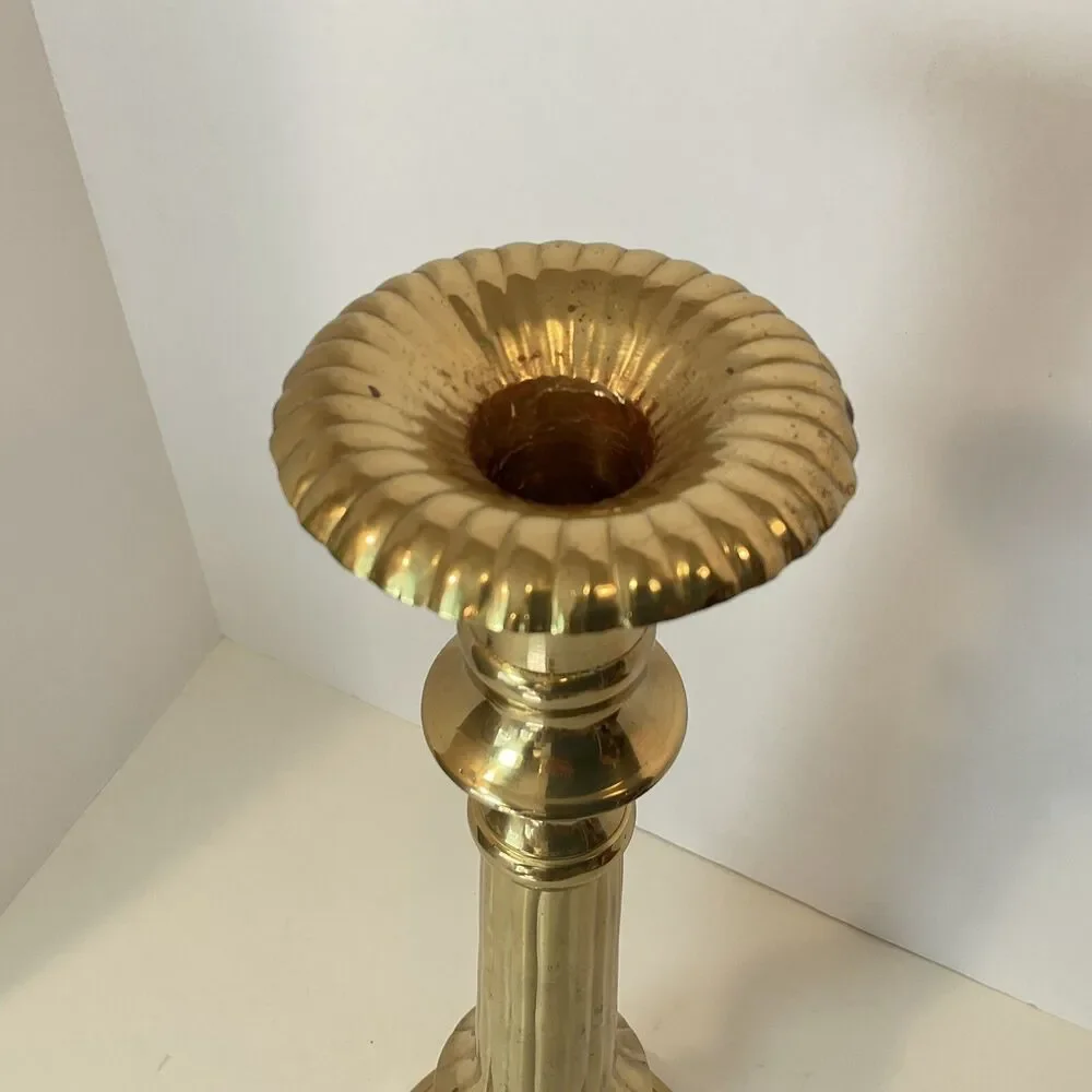 Tall Brass Candle Holder Vintage 17” Home Decor Wedding Large Mantle